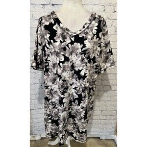 Isaac Mizrahi Live Shirt Stretch Dress Womens  Floral Casual Athleisure Size XL